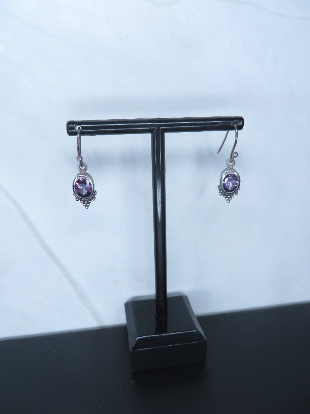 Sterling Silver Dangle Earrings with Amethyst Stones